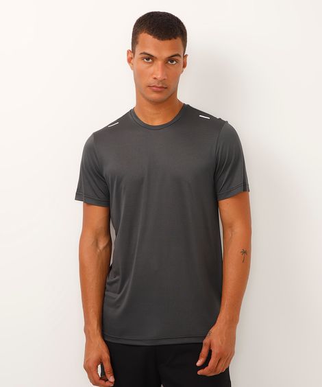 camiseta manga curta esportiva cinza