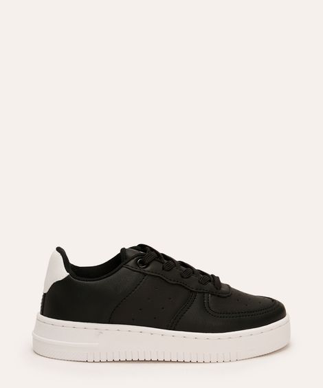 tênis casual infantil com recortes preto