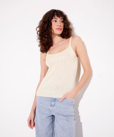 regata de tricot alças finas mindset amarelo claro