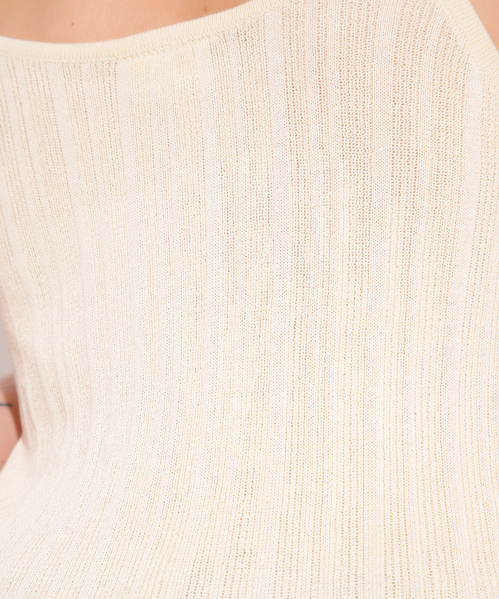 regata de tricot alças finas mindset amarelo claro