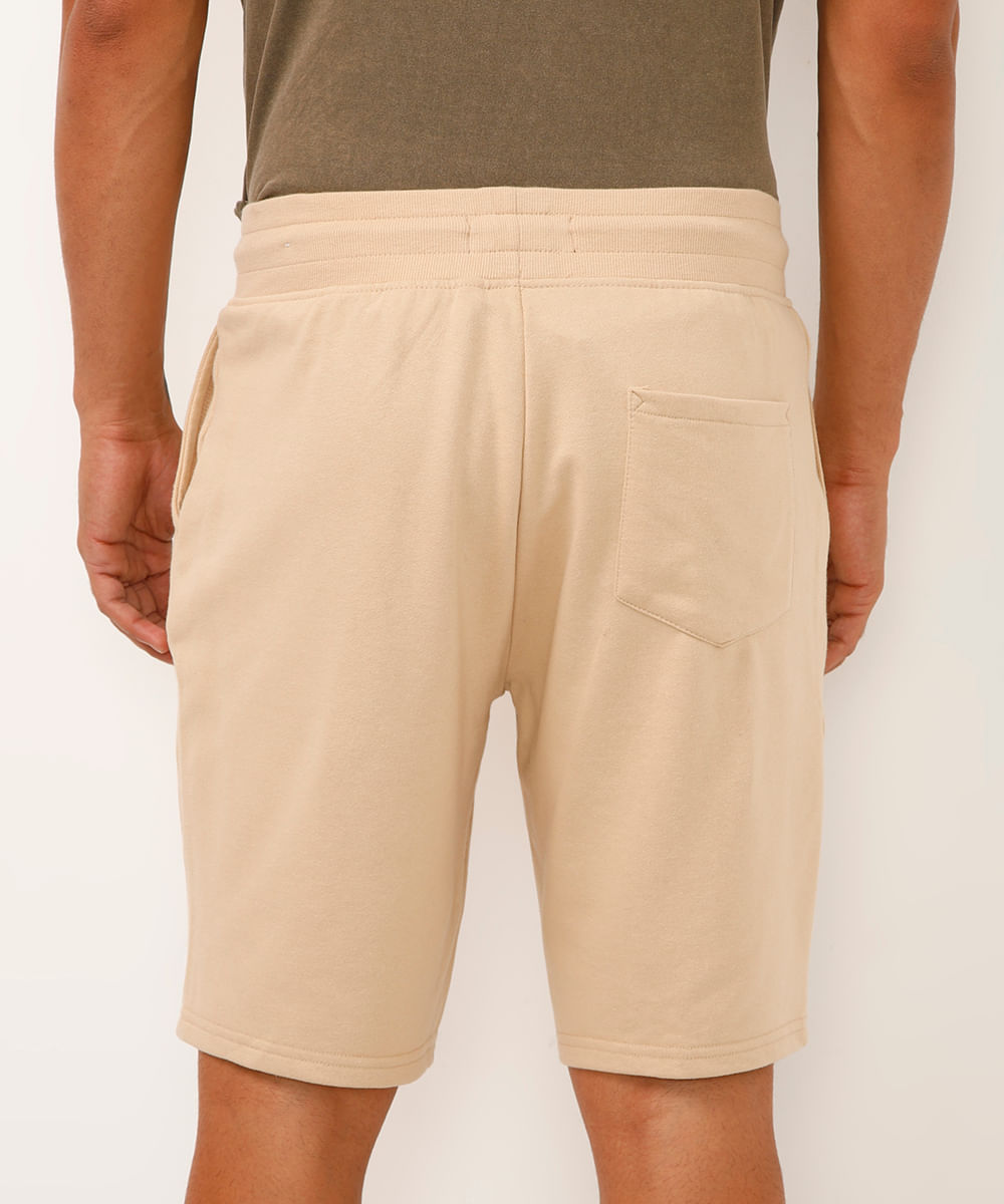 bermuda de moletom relaxed com cordão bege