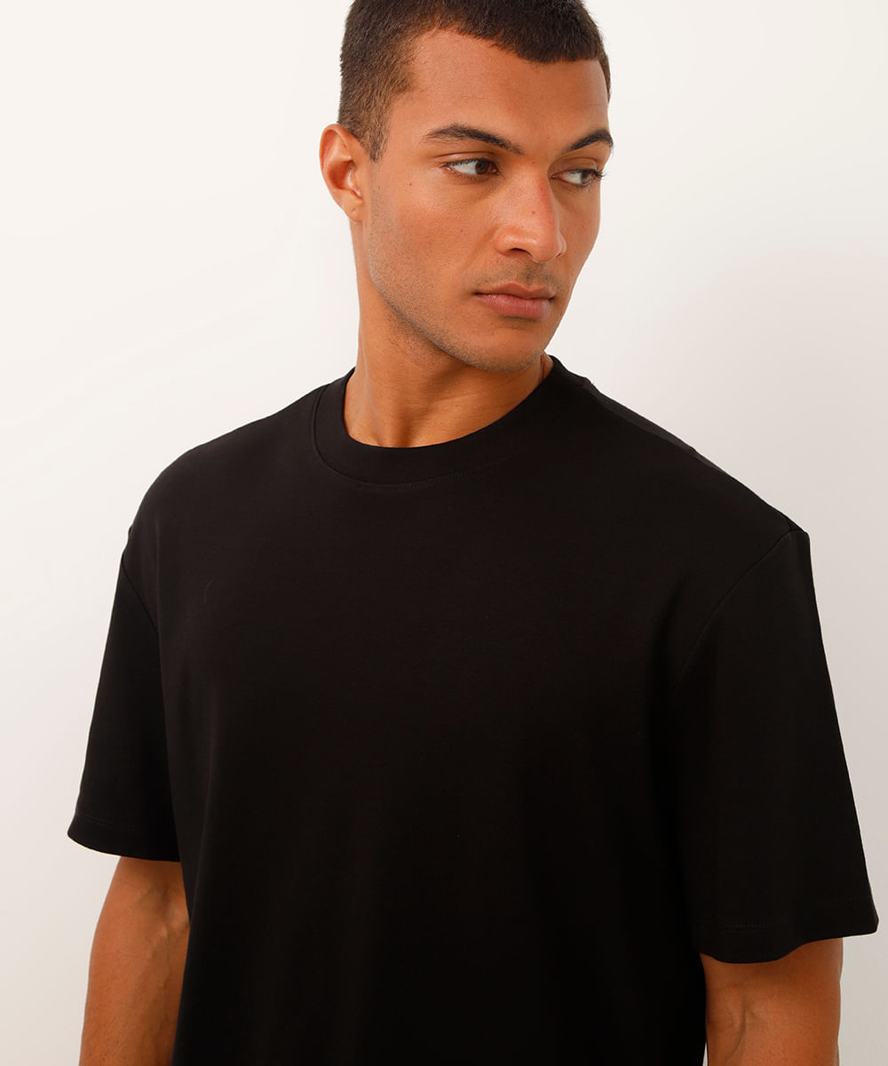 camiseta relaxed de algodão peruano preta