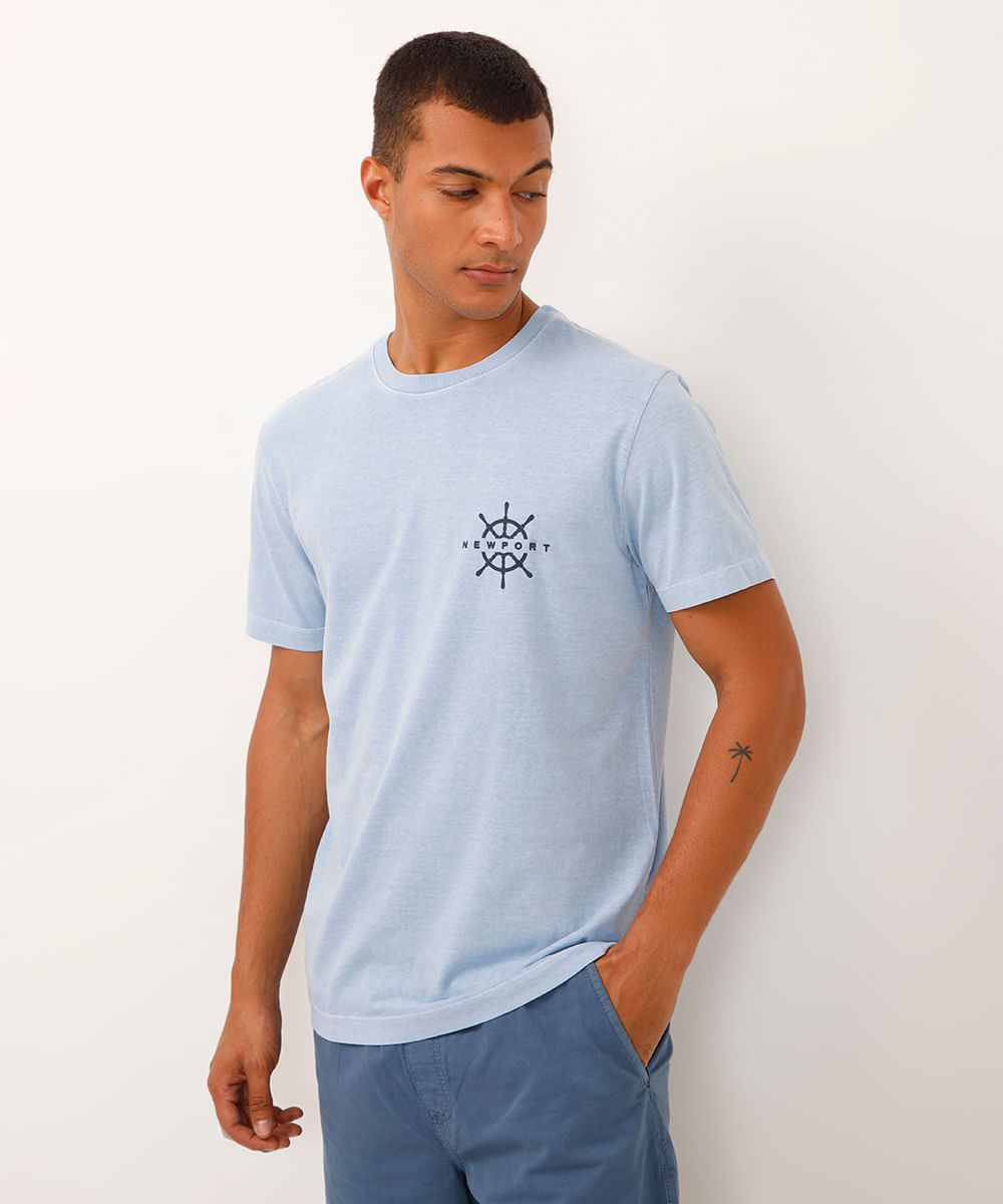 camiseta de algodão manga curta newport azul