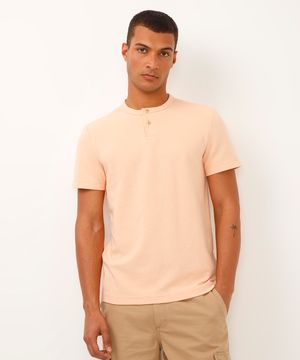 camiseta de algodão texturizada manga curta laranja
