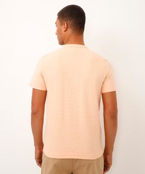 camiseta de algodão texturizada manga curta laranja
