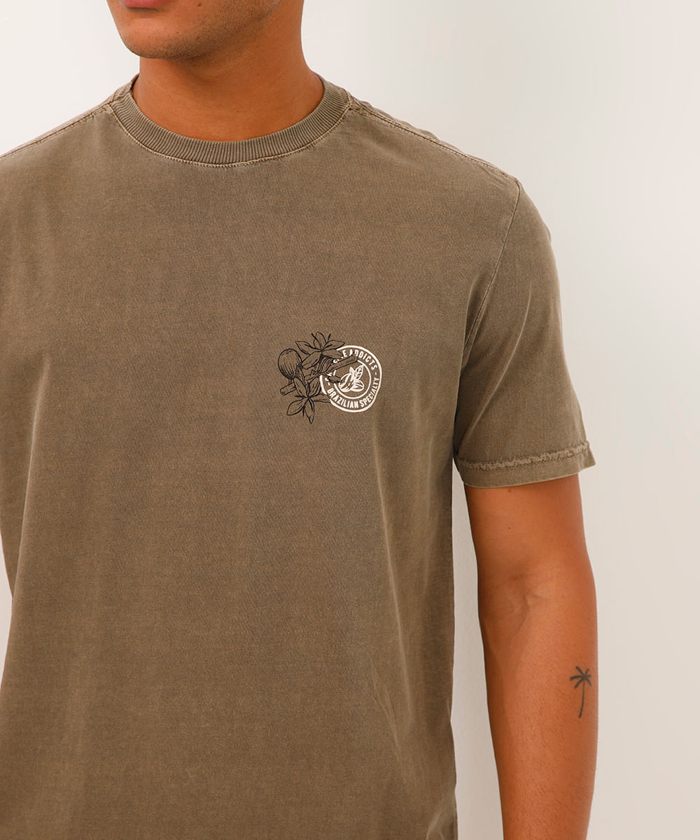 camiseta comfort de algodão coffee marrom