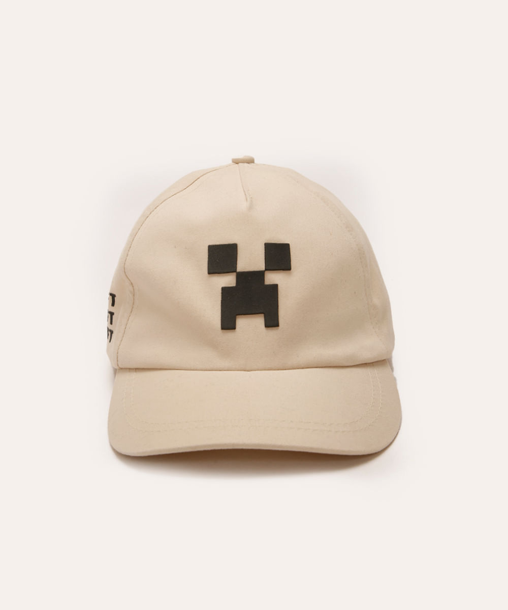 boné infantil minecraft - bege