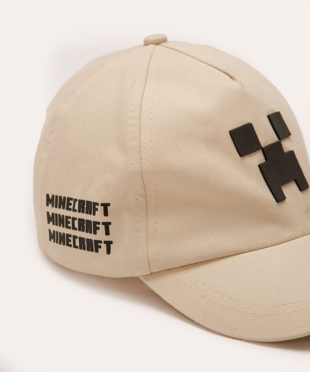 boné infantil minecraft - bege