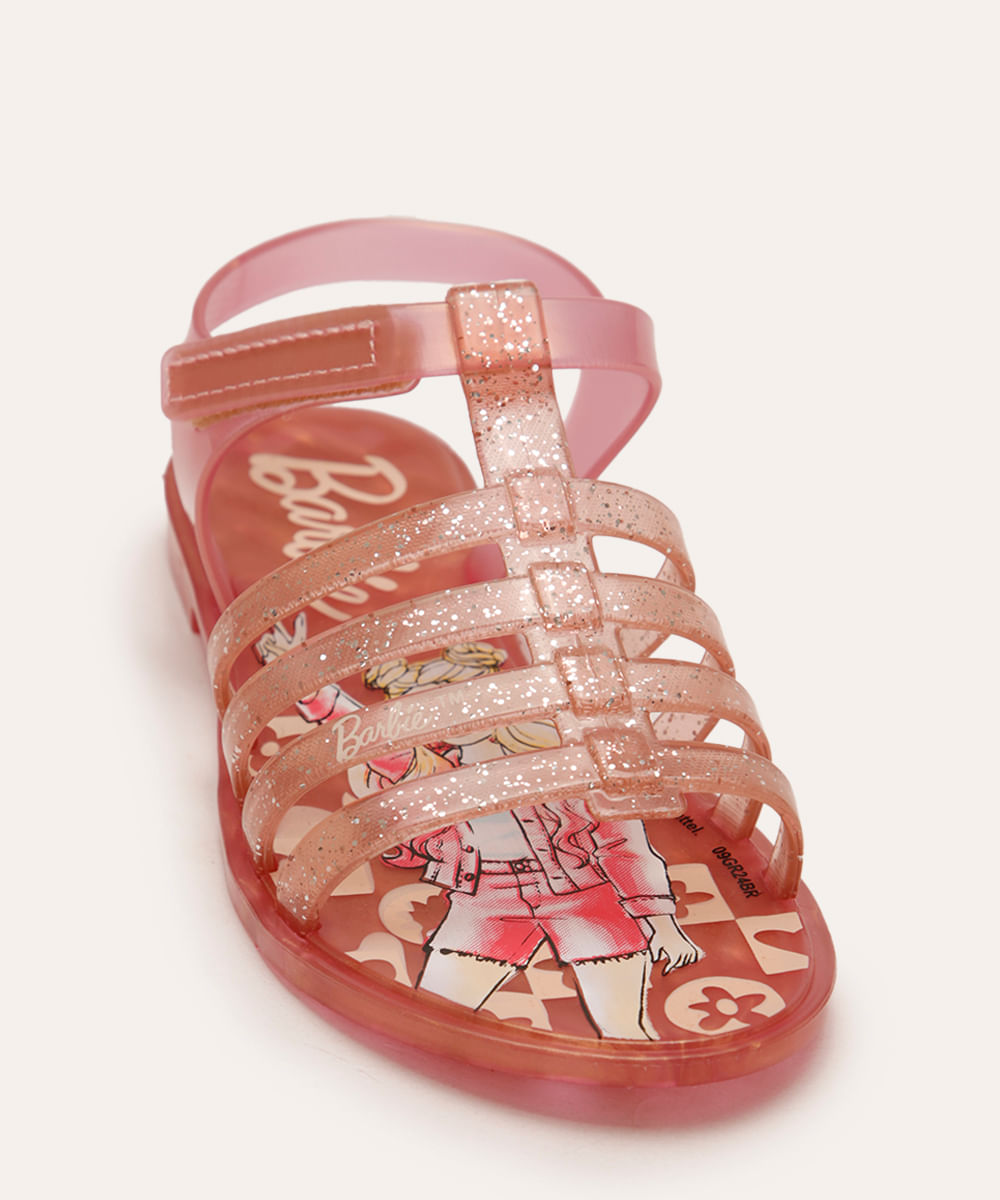 sandália infantil barbie grendene pink