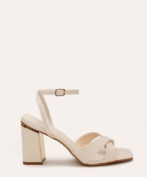 sandália salto alto bloco quadrado metal oneself off white