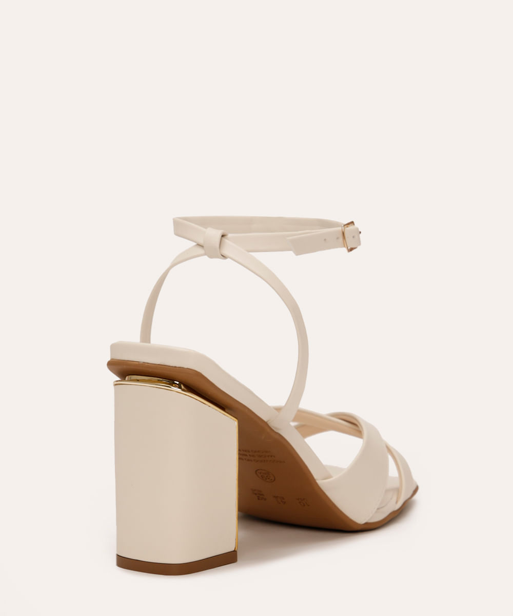 sandália salto alto bloco quadrado metal oneself off white