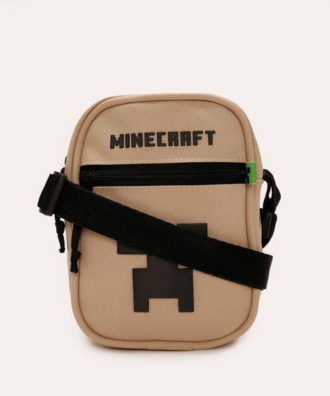 bolsa shoulder bag infantil minecraft - bege