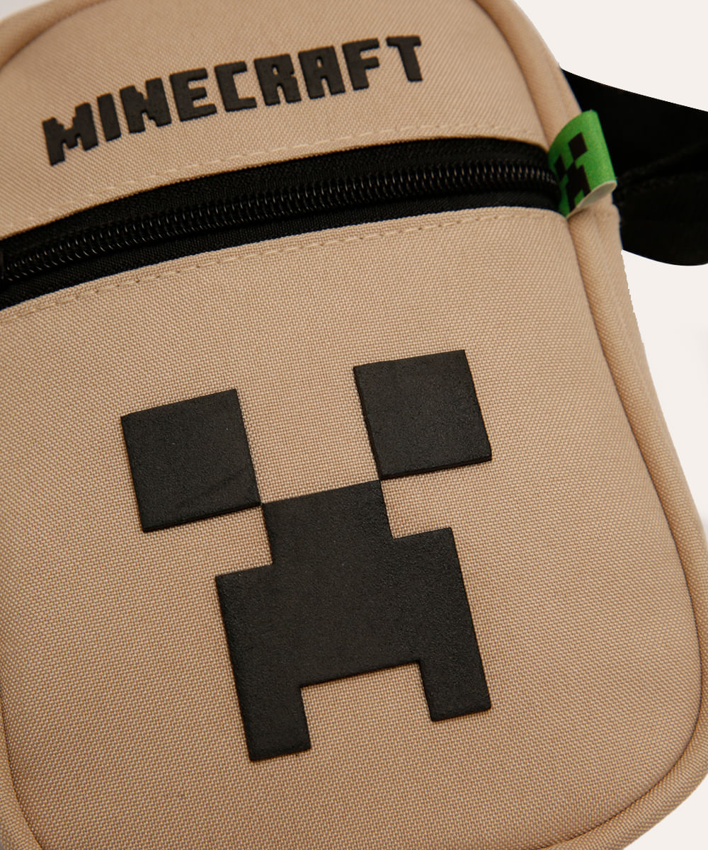 bolsa shoulder bag infantil minecraft - bege