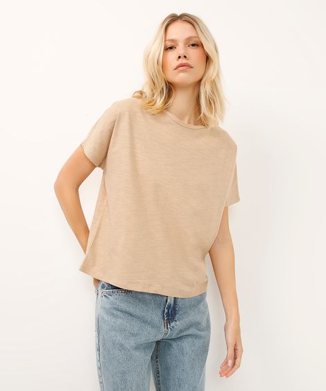 blusa muscle tee de algodão bege