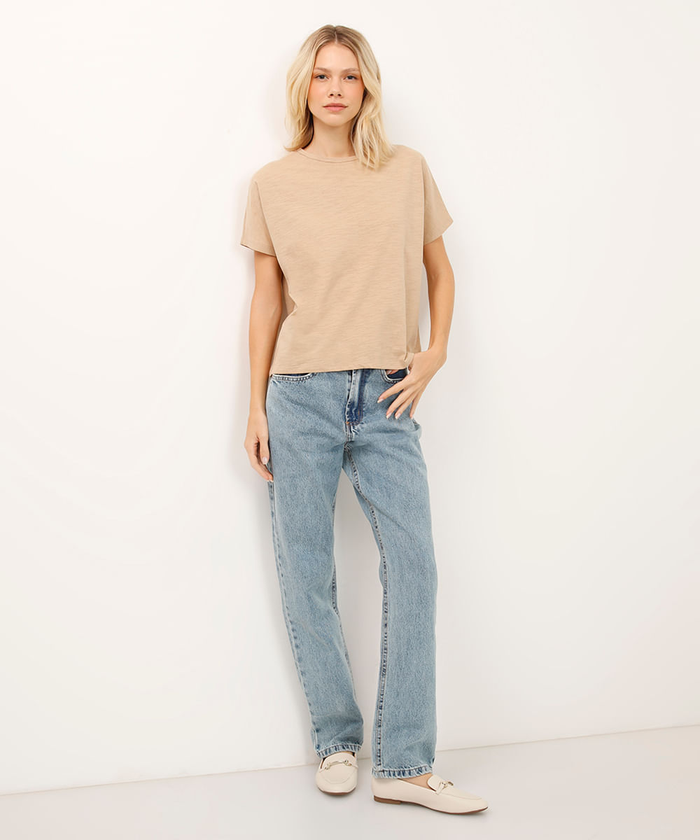 blusa muscle tee de algodão bege