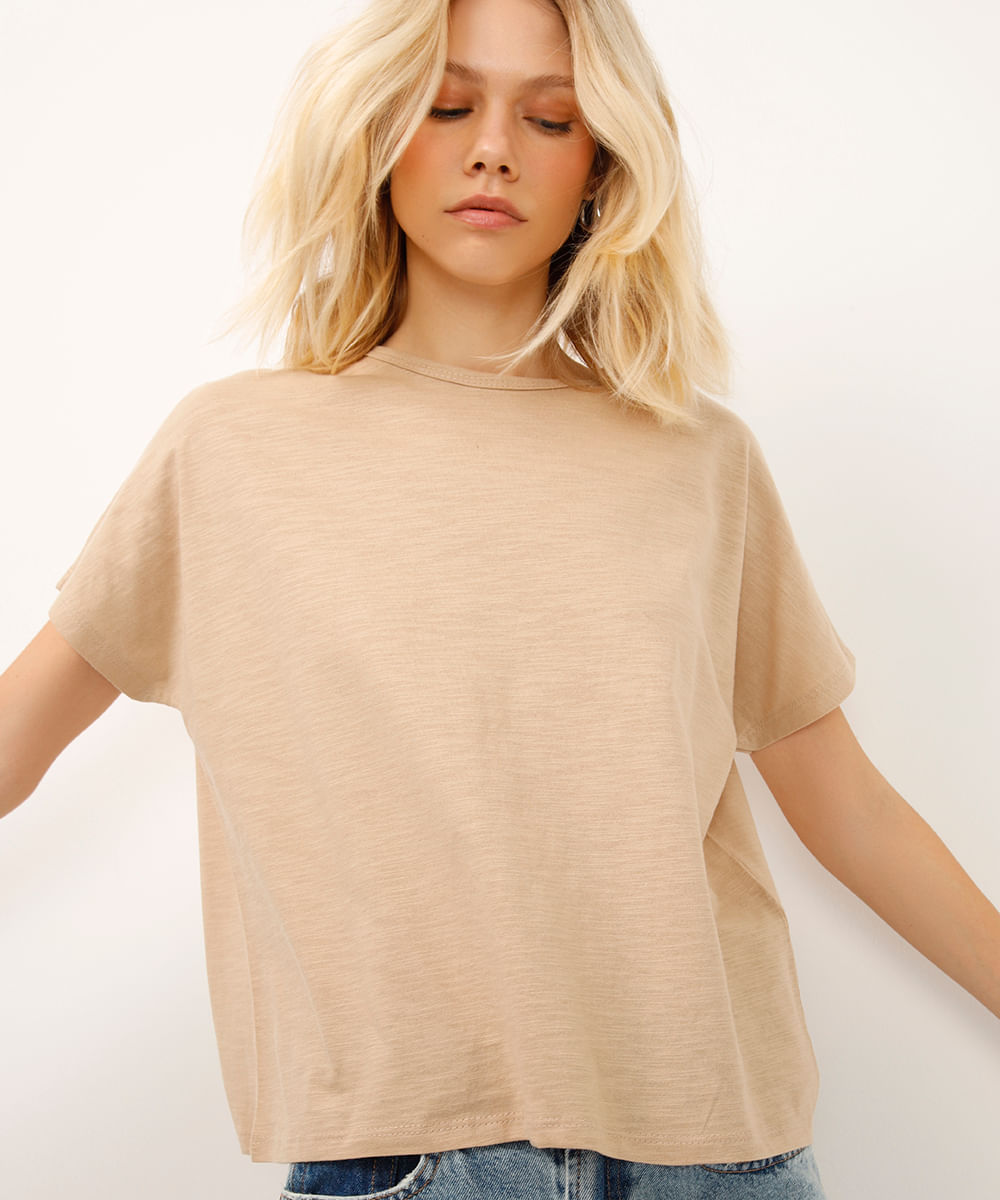 blusa muscle tee de algodão bege