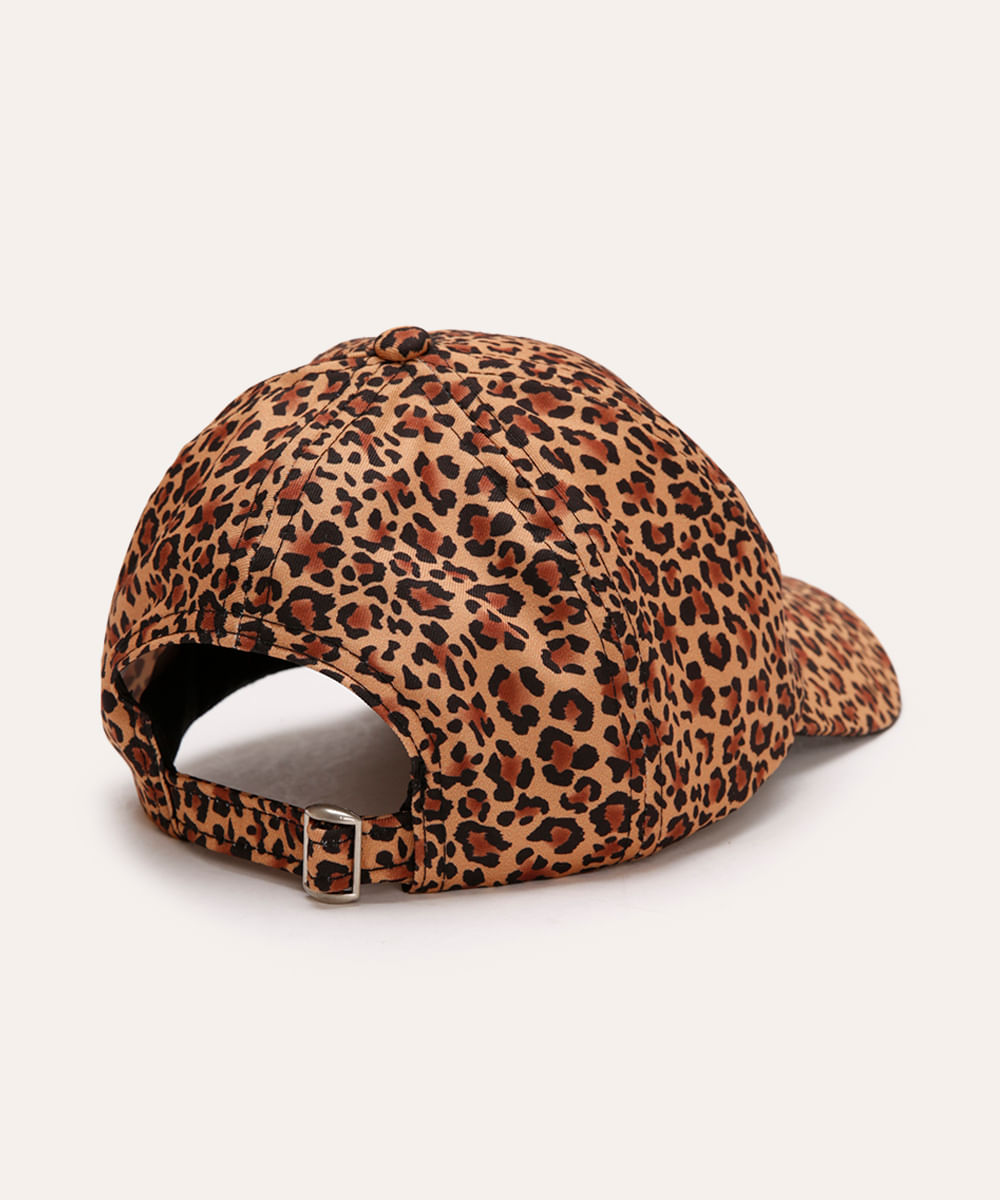 boné aba curva animal print oncinha marrom