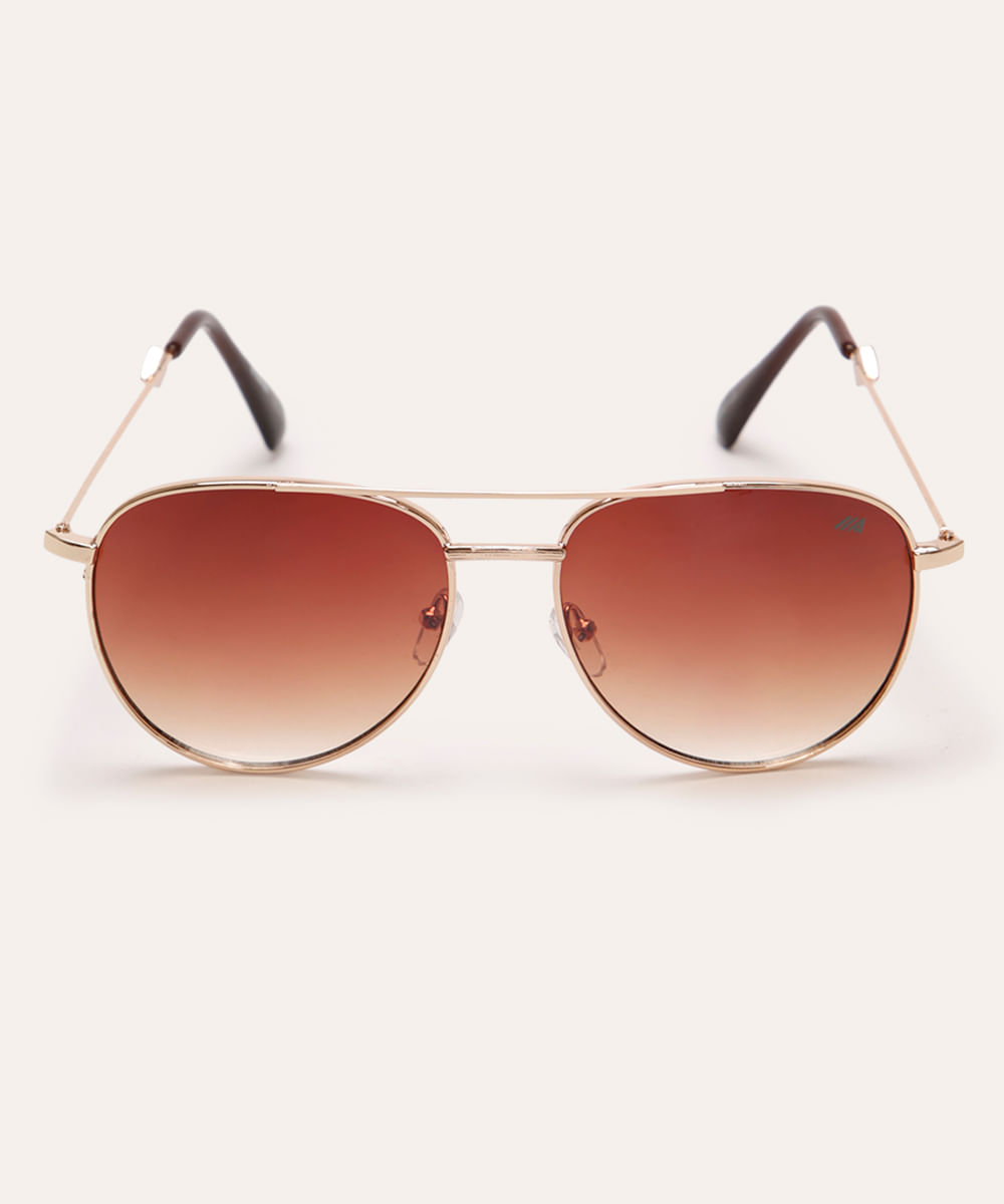 óculos de sol aviador dourado