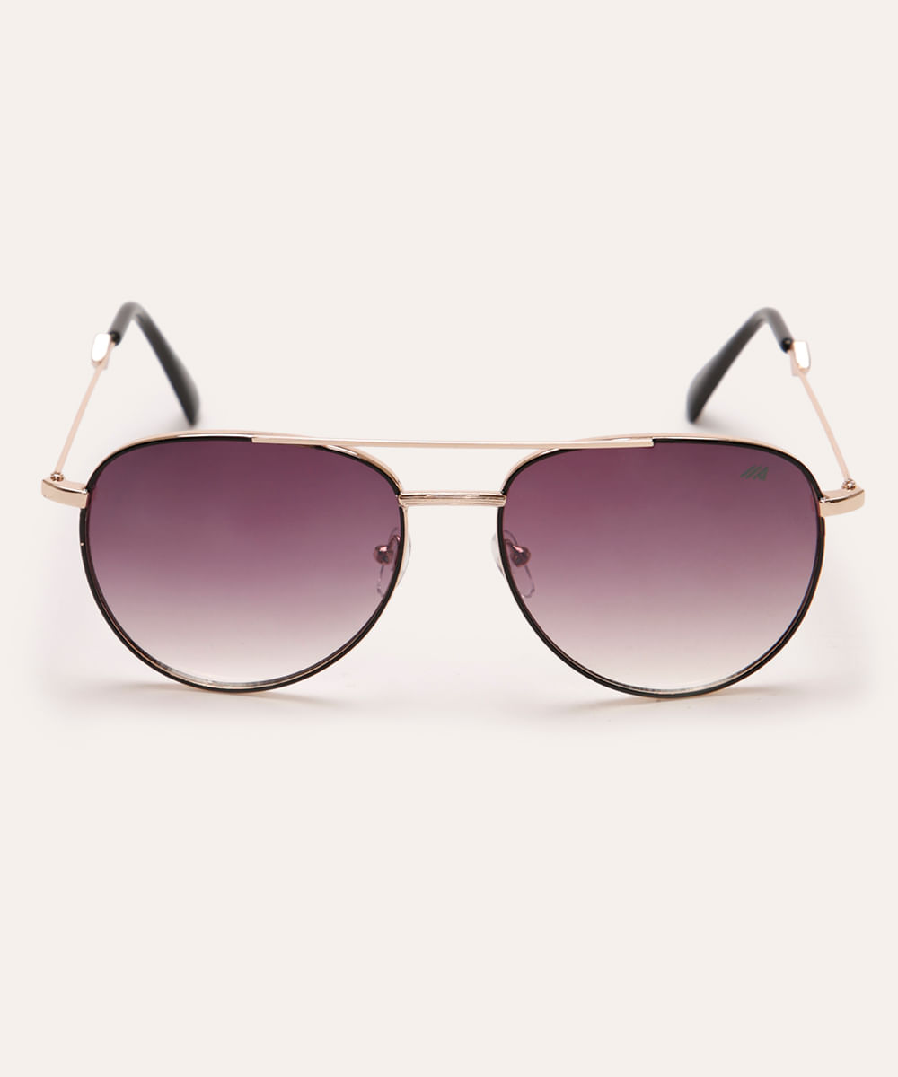 óculos de sol aviador dourado