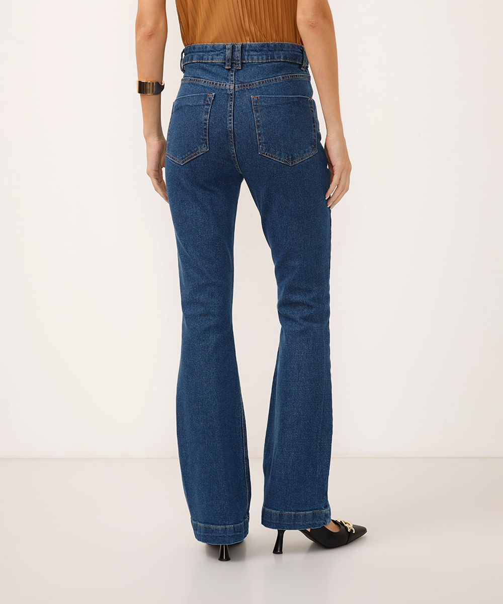 calça boot cut jeans cintura super alta azul