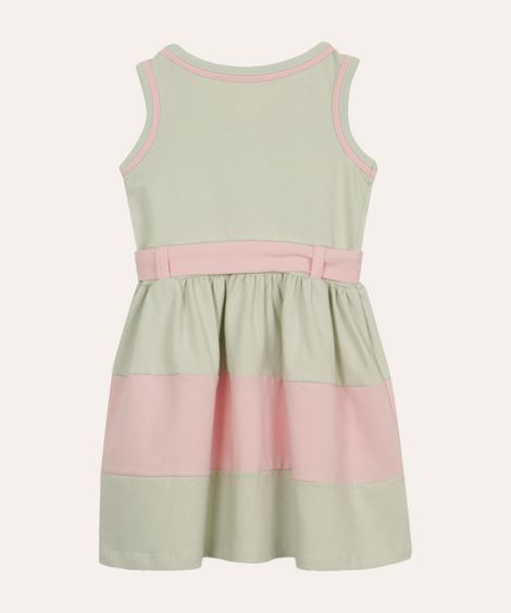 vestido de algodão infantil marias com laço verde