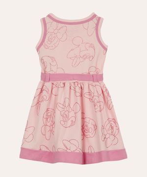 vestido midi infantil com laço minnie rosa