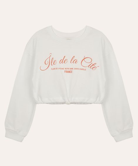 blusa de algodão infantil paris com elástico off white