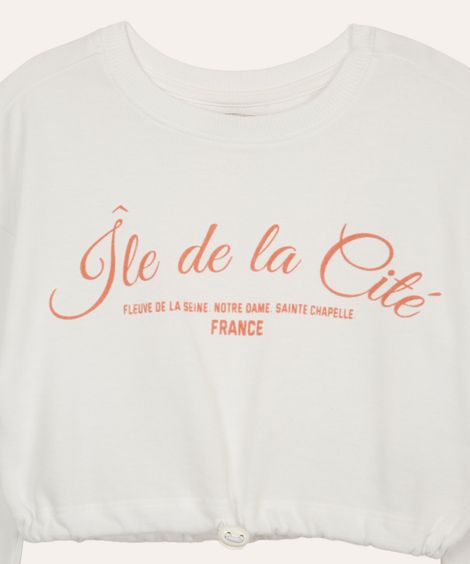 blusa de algodão infantil paris com elástico off white