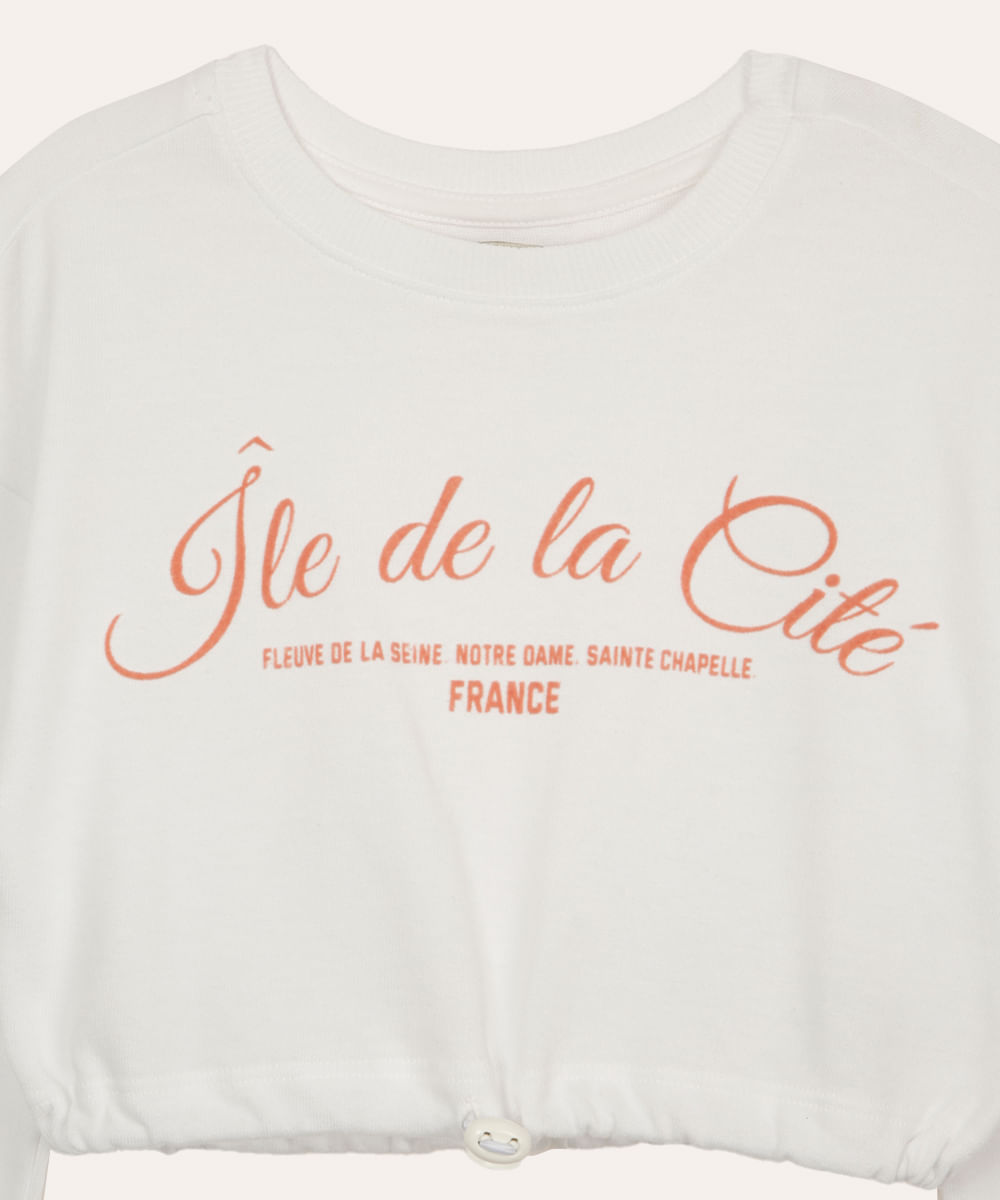 blusa de algodão infantil paris com elástico off white
