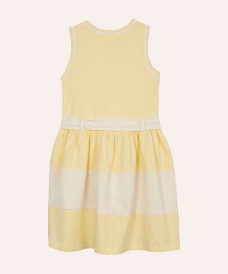vestido de algodão infantil com laço amarelo