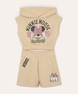 conjunto de moletinho infantil minnie bege