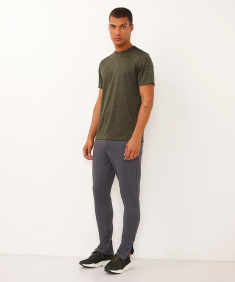 calça slim com recorte elástico e zíper esportiva ace cinza