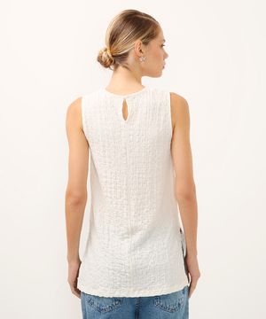 túnica decote redondo texturizada off white