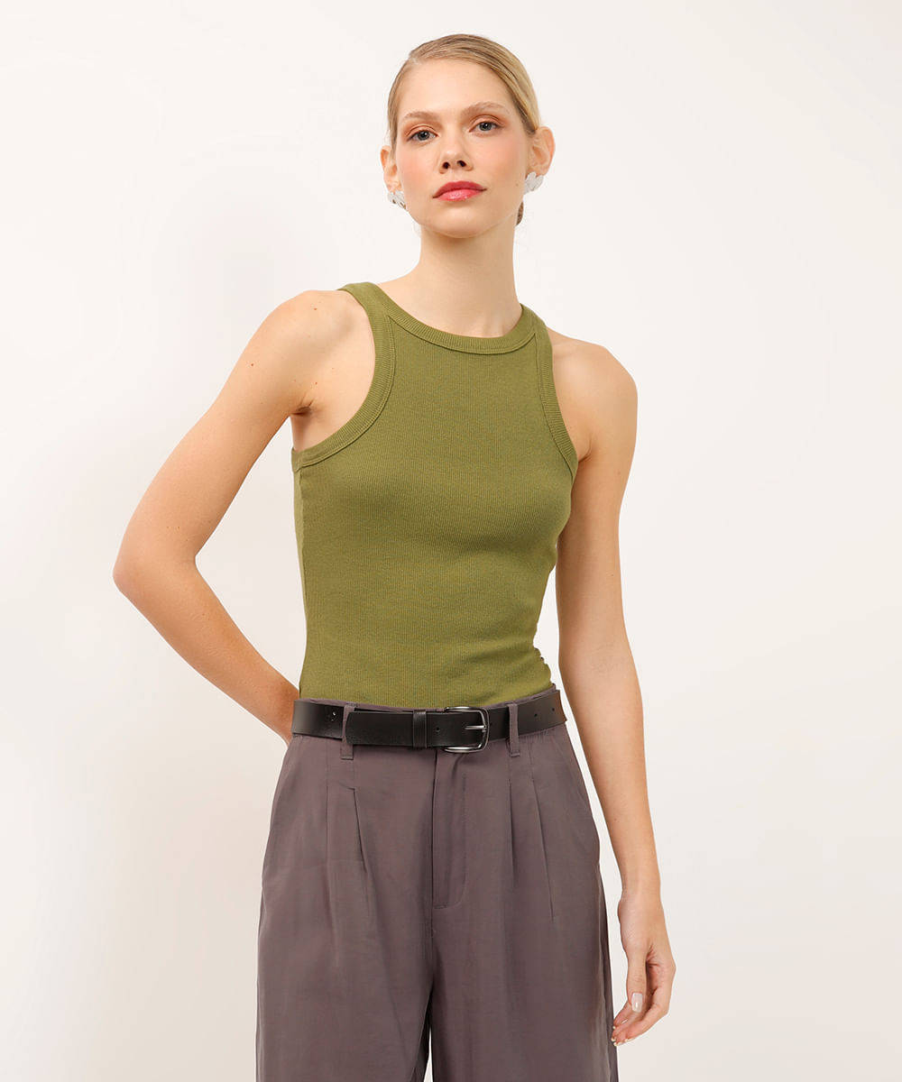 regata halterneck canelada verde