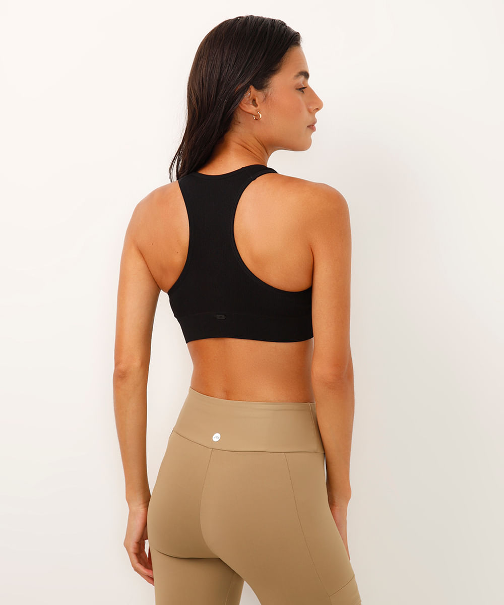 top nadador canelado com bojo removível - preto