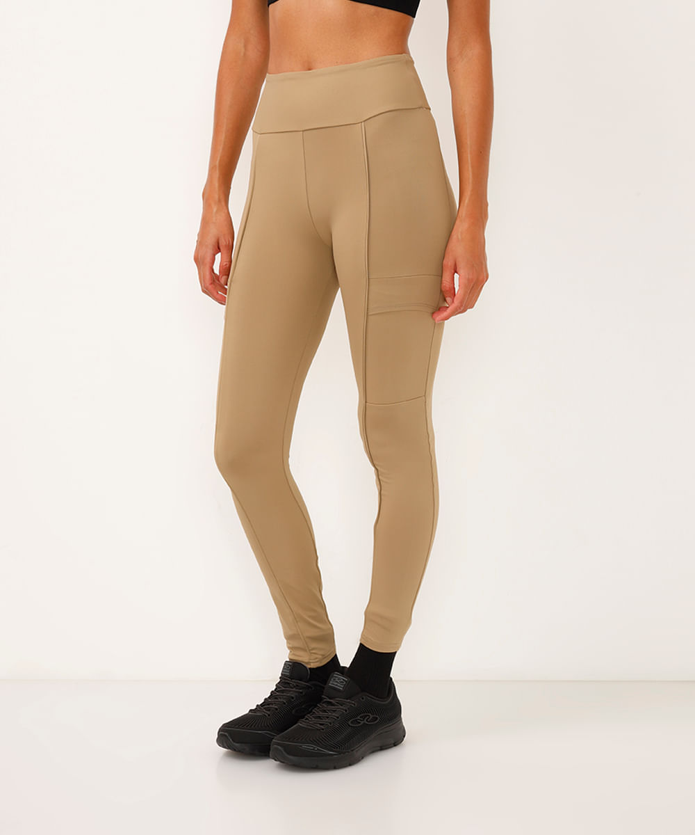 calça legging cargo cintura alta marrom