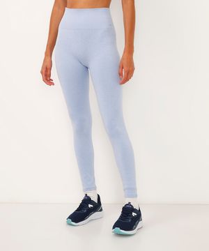 calça legging poá cintura alta canelada esportiva ace azul