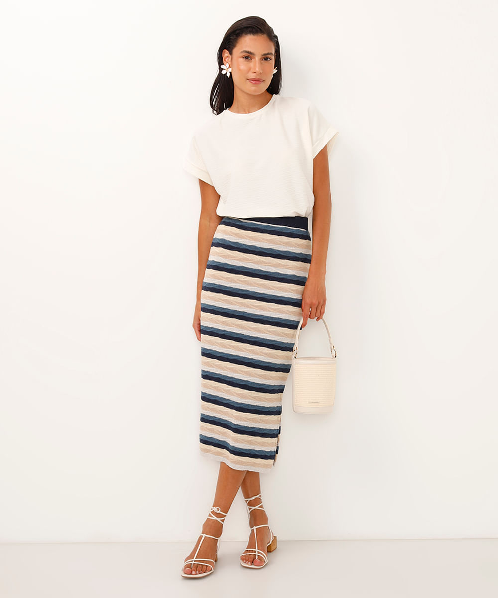 camiseta manga japonesa texturizada off white