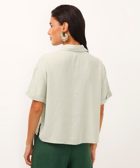 camisa de liocel manga curta verde
