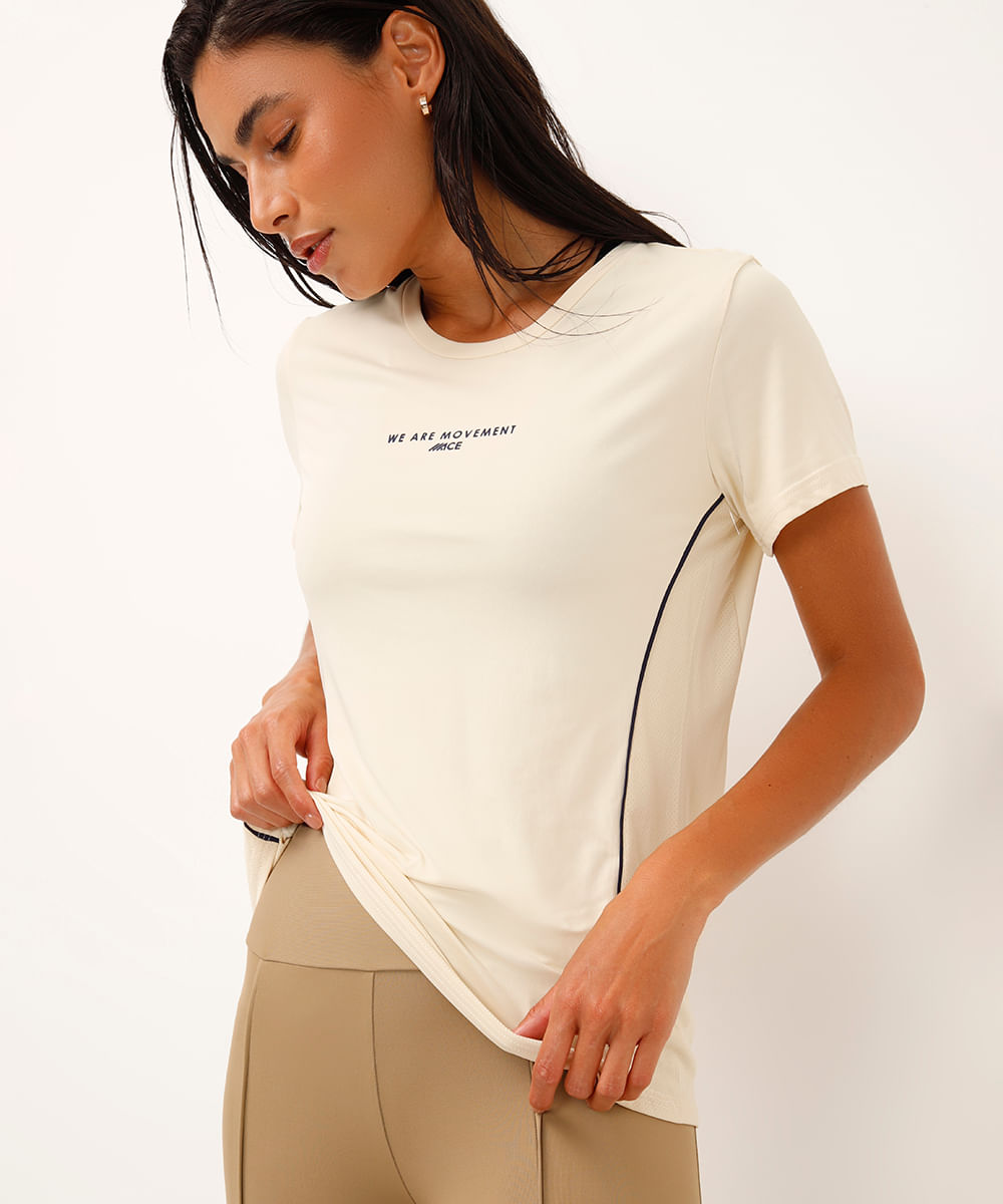 blusa de poliamida com recortes esportiva ace off white