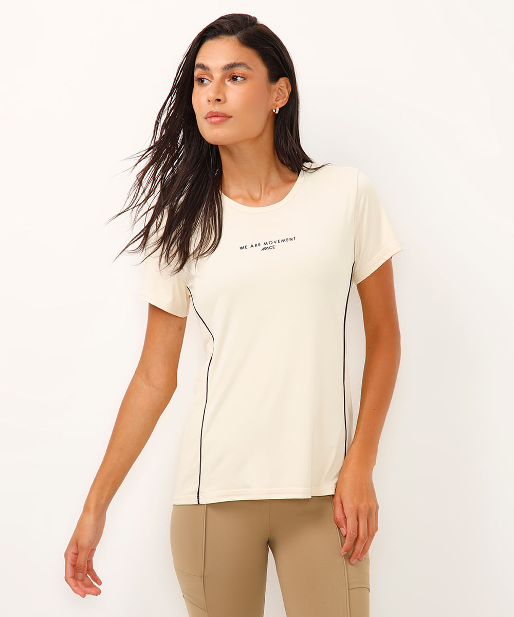 blusa de poliamida com recortes esportiva ace off white