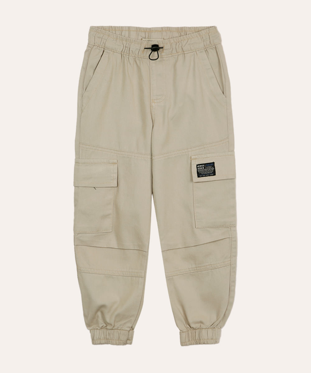 calça jogger cargo infantil bege