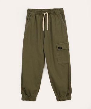 calça jogger de sarja juvenil verde militar