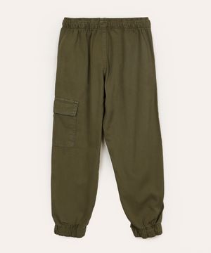 calça jogger de sarja juvenil verde militar