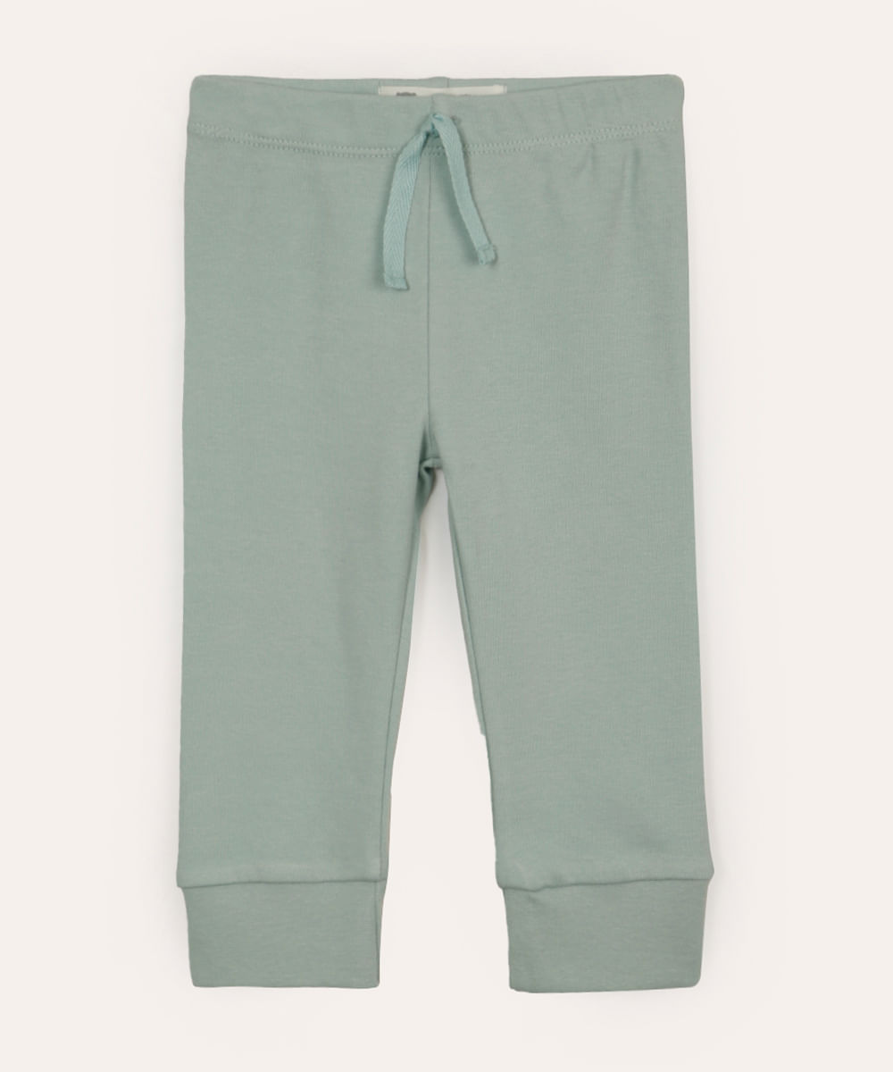 calça de algodão infantil básica verde