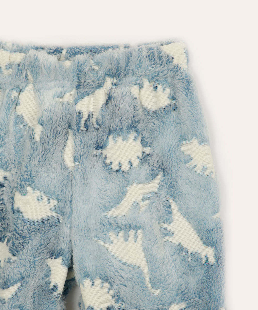 pijama de pelúcia infantil dinossauros azul