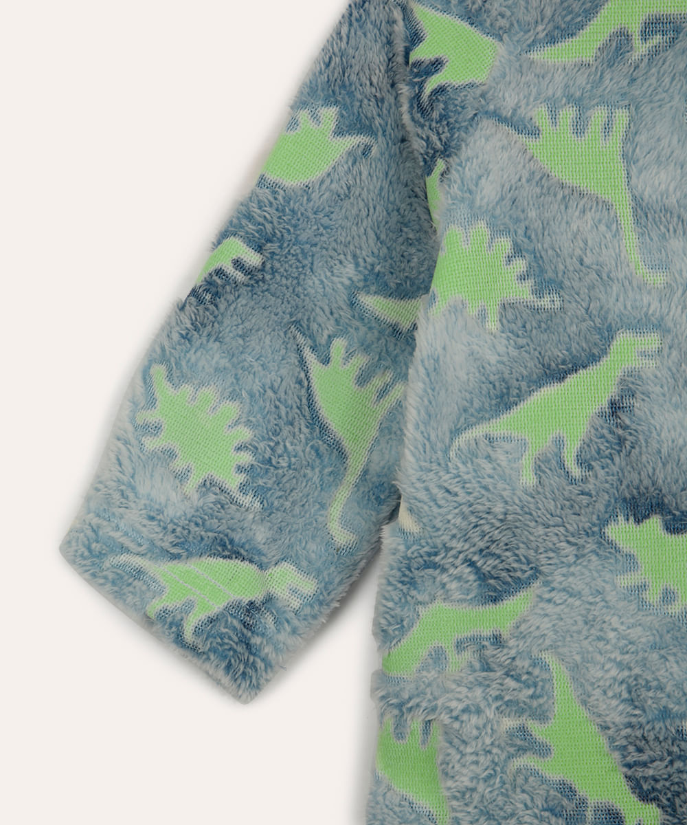 pijama de pelúcia infantil dinossauros azul