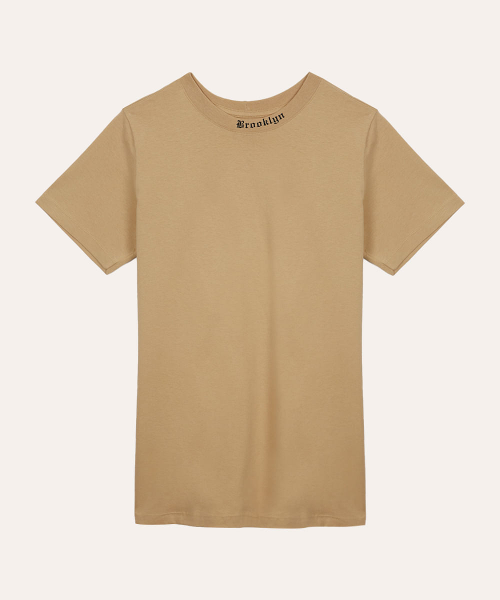 camiseta de algodão juvenil brooklyn bege