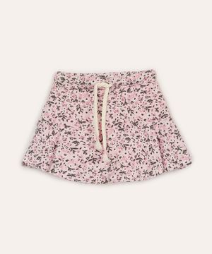 short saia infantil floral rosa