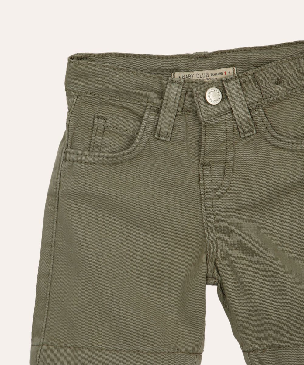 bermuda de sarja infantil com bolsos verde